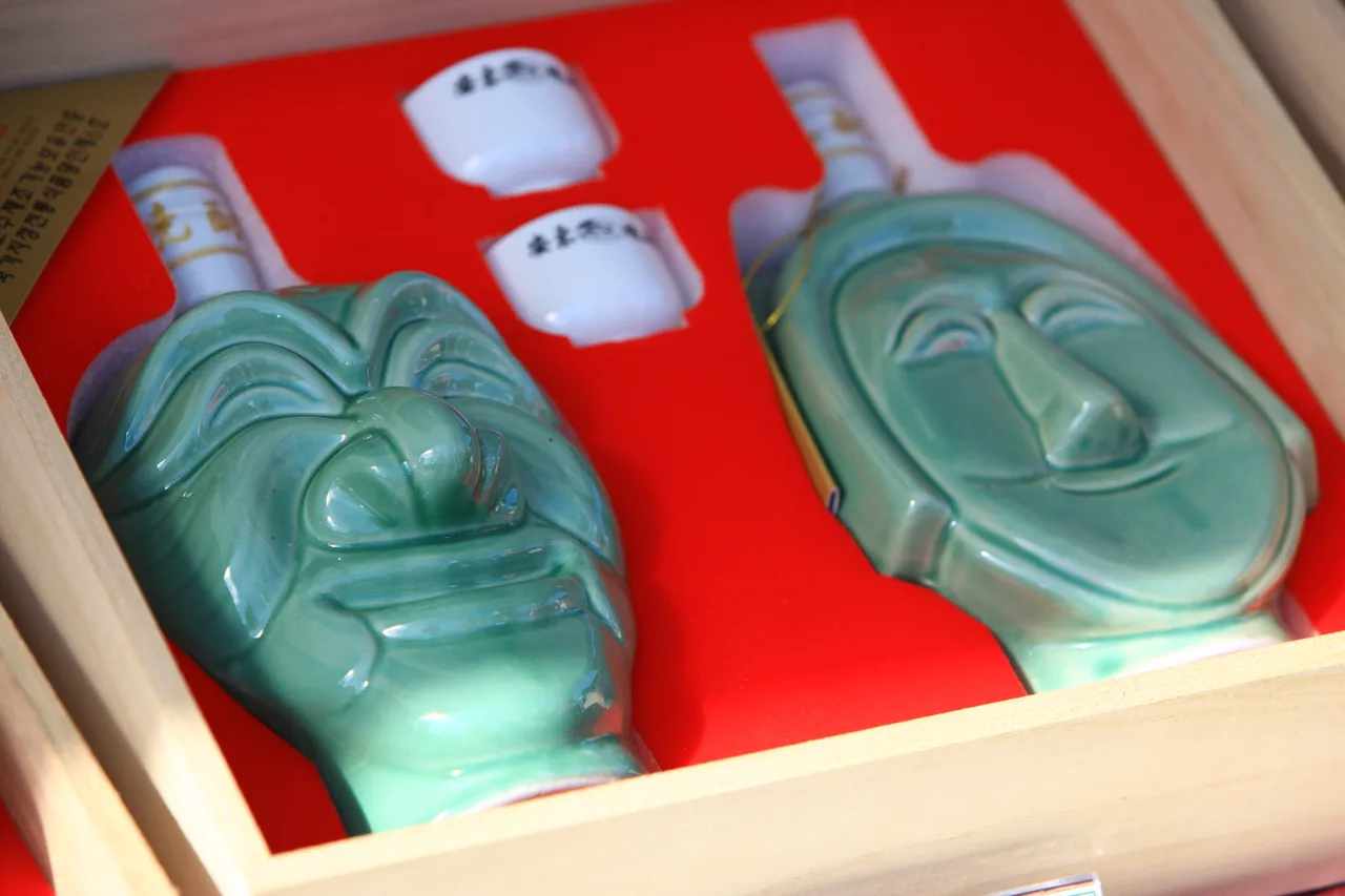Soju bottles and glasses on a table