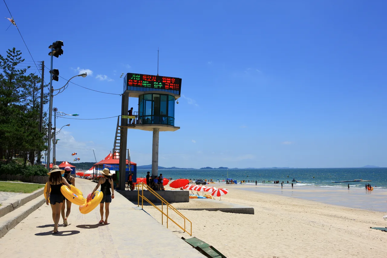 The wide sweep of Daecheon Beach on Korea's west coast