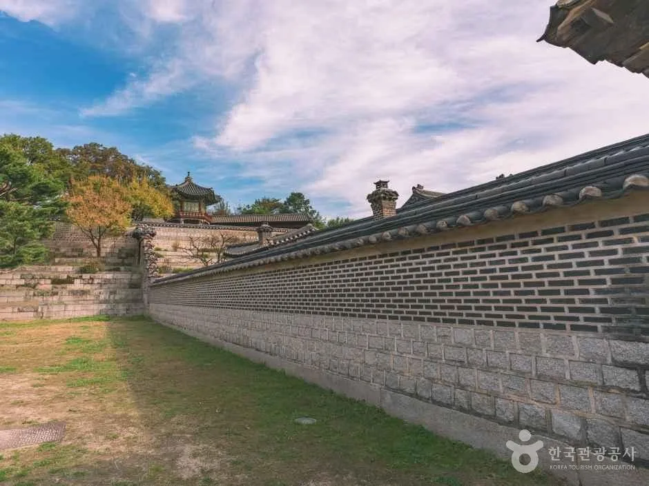 Changdeokgung Palace throne hall and tiled roofs in Seoul